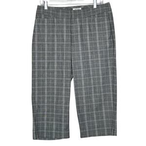 Dockers Mid Rise Curvy Grey Black White Plaid Casual Capri Pants Size 10